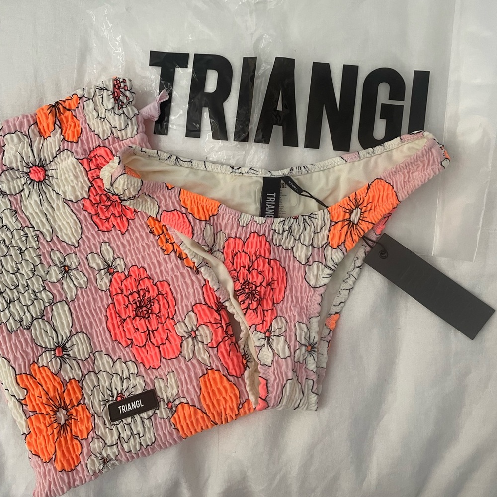 NWT Triangl Inesa Pop Retro Neon Floral Bikini Bottoms with bag